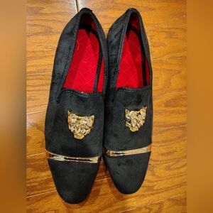 Black Loafers with Gold Accent